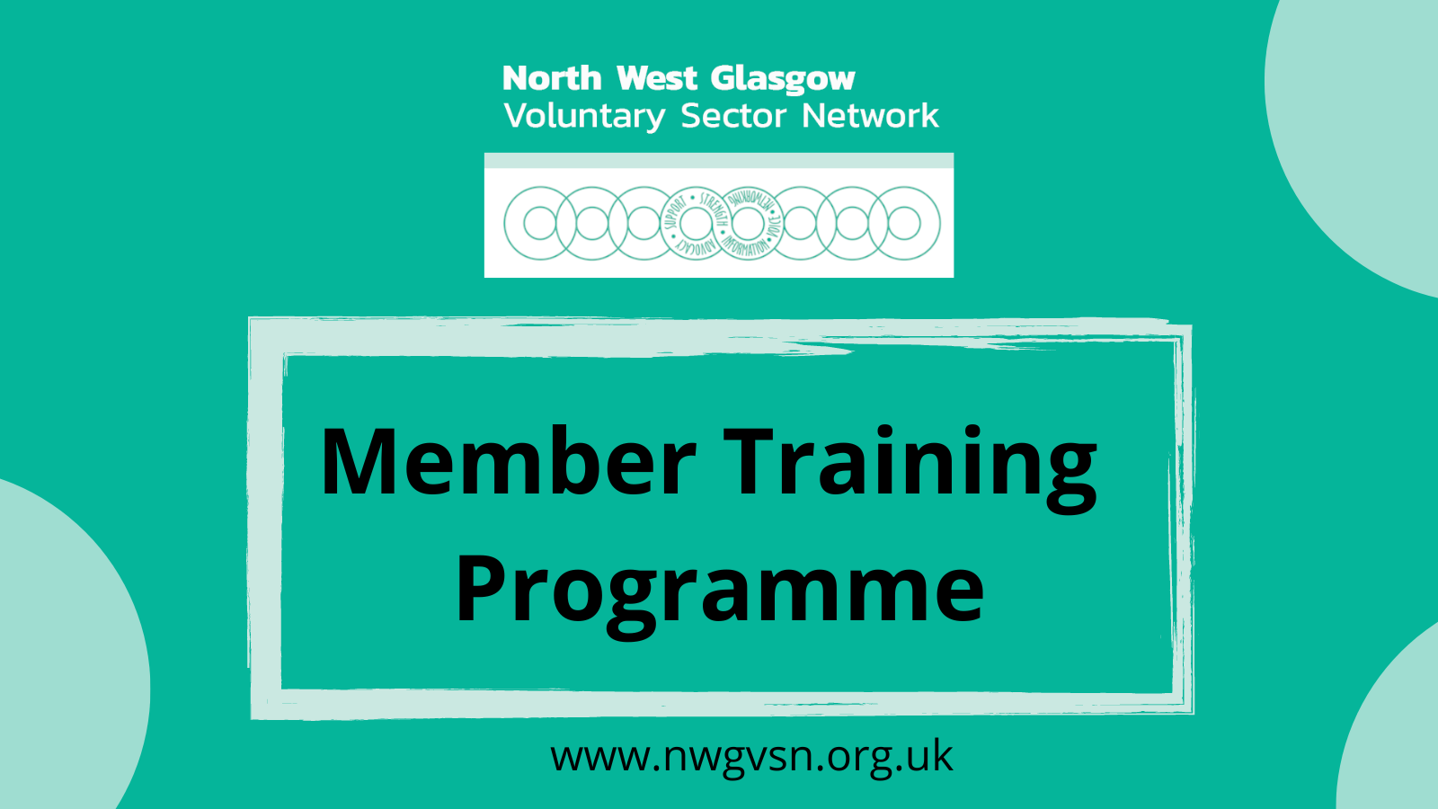 Light green box with black text saying Member Training Programme